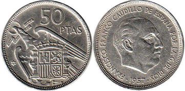 coin Spain 50 pesetas 1957 (1960)