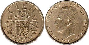monnaie Espagne 100 pesetas 1986