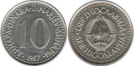 coin Yugoslavia 10 dinara 1987