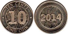 coin Zimbabwe 10 cents 2014