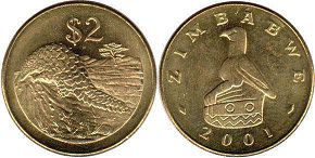 coin Zimbabwe 2 dollars 2001