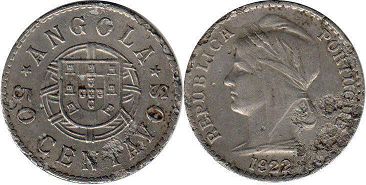 coin Angola 50 centavos 1922