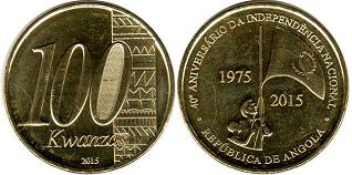 coin Angola 100 kwanzas 1975 2015 40 ANIVERSARIO DA INDEPENDENCIA NACIONAL