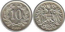 coin Austrian Empire 10 heller 1916
