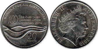 australian commemmorative coin 20 cents 2010