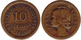 coin Cape Verde 10 centavos 1930