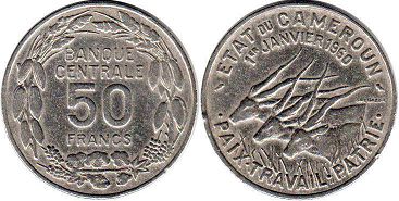 piece Cameroon 50 francs 1960