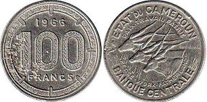 piece Cameroon 100 francs 1966