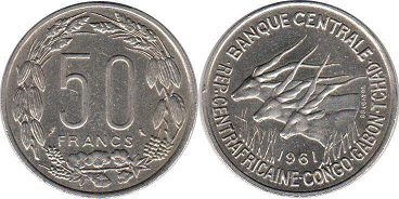 coin Equatorial African States 50 francs 1961