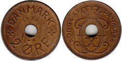mynt Danmark 2 öre 1939