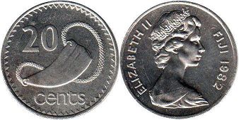 coin Fiji 20 cents 1982