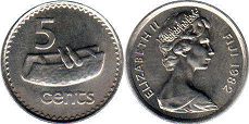 coin Fiji 5 cents 1982