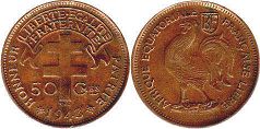 piece Française Equatorial Africa 50 centimes 1943