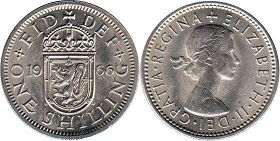 Münze Großbritannien 1 Schilling
 1966