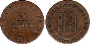 Münze Westfalen 3 centimes 1812