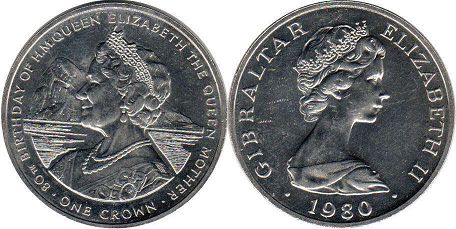 coin Gibraltar crown 1980