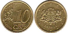 moneta Lettonia 10 euro cent 2014