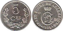 coin Luxembourg 5 centimes 1924