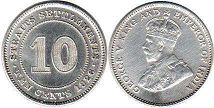 coin Straits Settlements 10 cents 1926