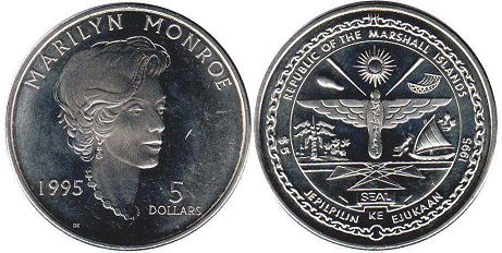 coin Marshall Islands 5 dollars 1995