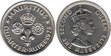 coin Mauritius 1/4 rupee 1978