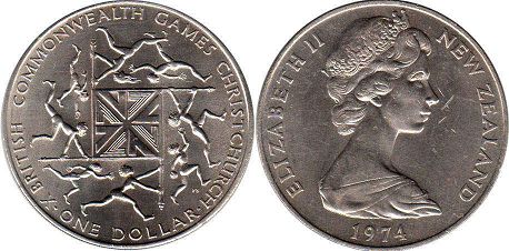 coin New Zealand 1 dollar 1974