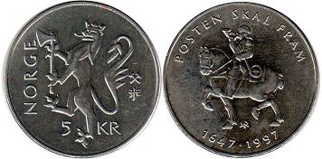 mynt Norge 5 kroner 1997