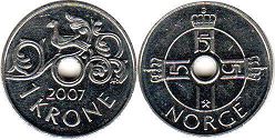mynt Norge 1 krone 2007
