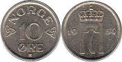 coin Norway 10 ore 1954