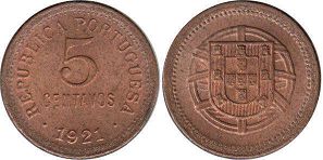 coin Portugal 5 centavos 1921