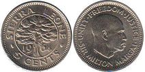 coin Sierra Leone 5 cents 1964