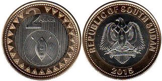 coin South Sudan 2 pounds 2015