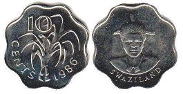 coin Swaziland 10 cents 1986