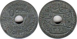 coin Tunisia 10 centimes 1942
