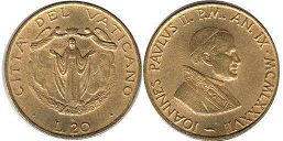 coin Vatican 20 lire 1987