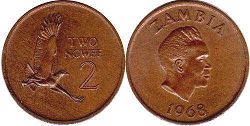 coin Zambia 2 ngwee 1968