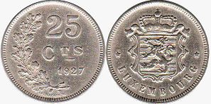 piece Luxembourg 25 centimes 1927