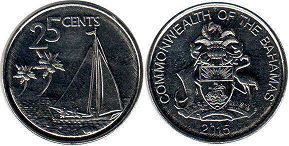 coin Bahamas 25 cents 2015