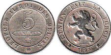 pièce Belgique 5 centimes 1895