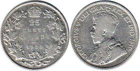 pièce de monnaie canadian old pièce de monnaie 25 cents 1933