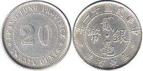 coin chinese 20 cents 1922