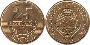 coin Costa Rica 25 colones 1995