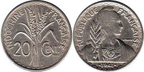 piece Française Indochina 20 cents 1941