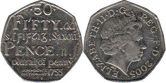 monnaie UK 50 pence 2005