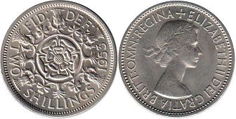 monnaie UK 2 shillings 1953
