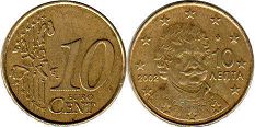 pièce de monnaie Greece 10 euro cent 2002