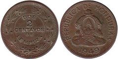 coin Honduras 2 centavos 1949