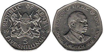 coin Kenya 5 shillings 1994