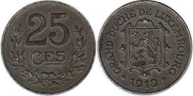 piece Luxembourg 25 centimes 1919