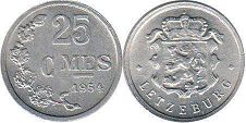piece Luxembourg 25 centimes 1954